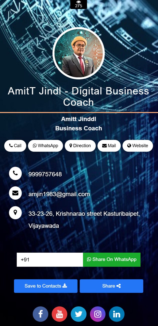 BizDVC digital business card for Amitt Jindl — AmitT Jindl - Digital Business Coach